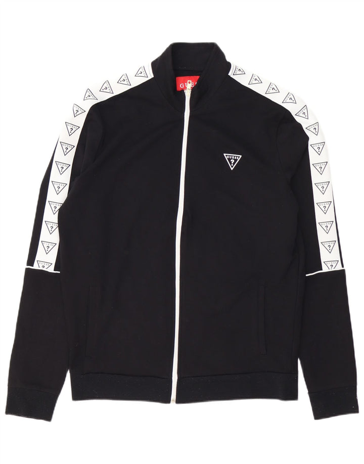 GUESS Herre grafisk træningsdragt Topjakke Lille Sort Colourblock Rayon