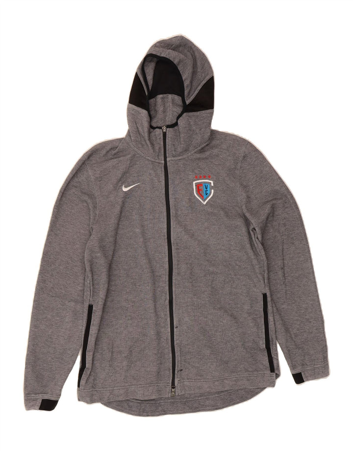 NIKE Womens Dri Fit Zip Hoodie Sweater UK 16 Large Grey Polyester Vintage Nike and Second-Hand Nike from Messina Hembry 