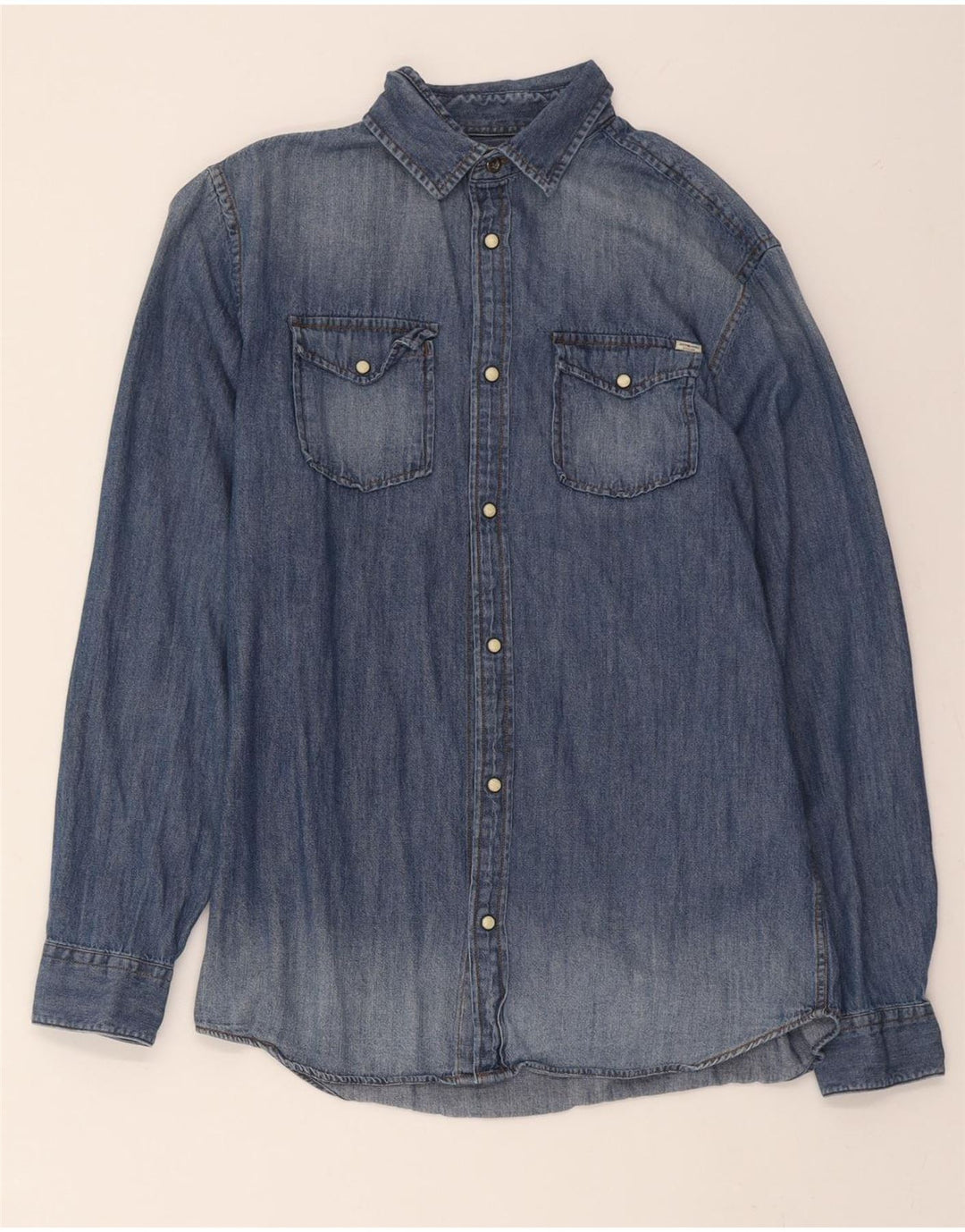 JACK & JONES Mens Denim Shirt Large Blue Cotton Vintage Jack & Jones and Second-Hand Jack & Jones from Messina Hembry 