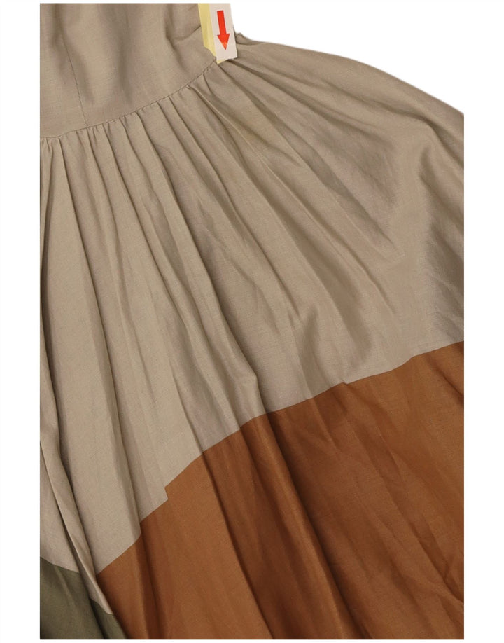 SILVIAN HEACH Dame Ærmeløs A-line kjole UK 6 XS Beige Colourblock