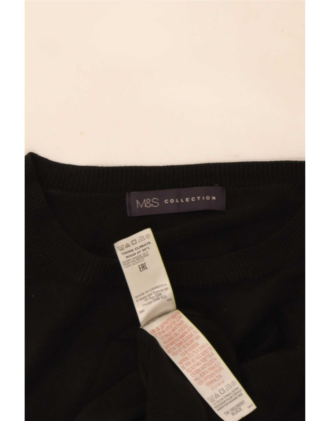 Marks & Spencer Dame sweater med rund hals DK 14 Medium Sort Akryl