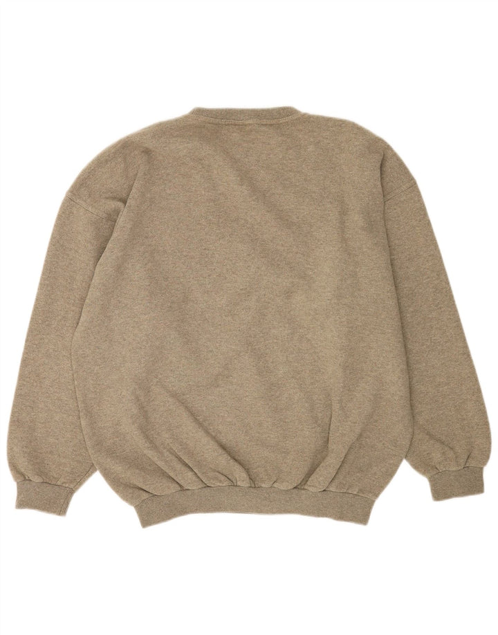 Vintage Herre Grafisk Sweatshirt Jumper Stor Grå Geometrisk Bomuld