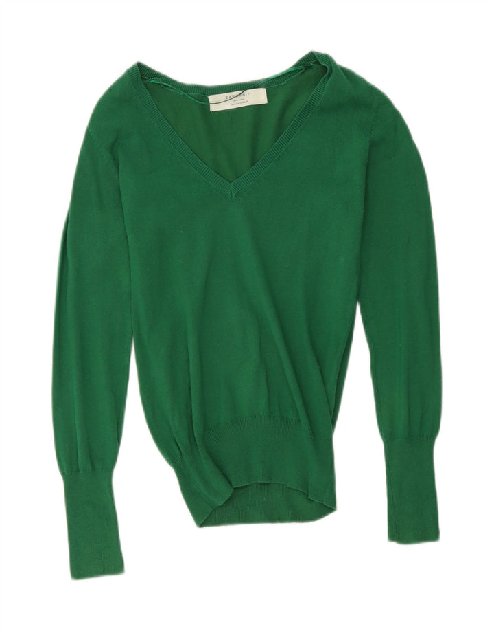 Zara Dame V-hals sweater UK 14 Stor Grøn