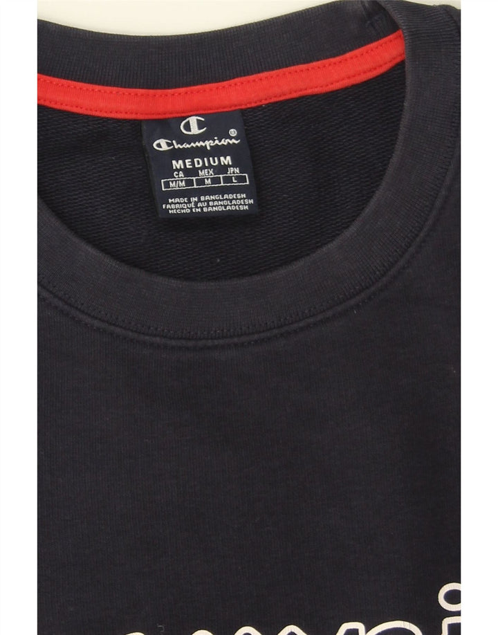 CHAMPION Mens Graphic Sweatshirt Jumper Medium Navy Blue Cotton Vintage Champion and Second-Hand Champion from Messina Hembry 