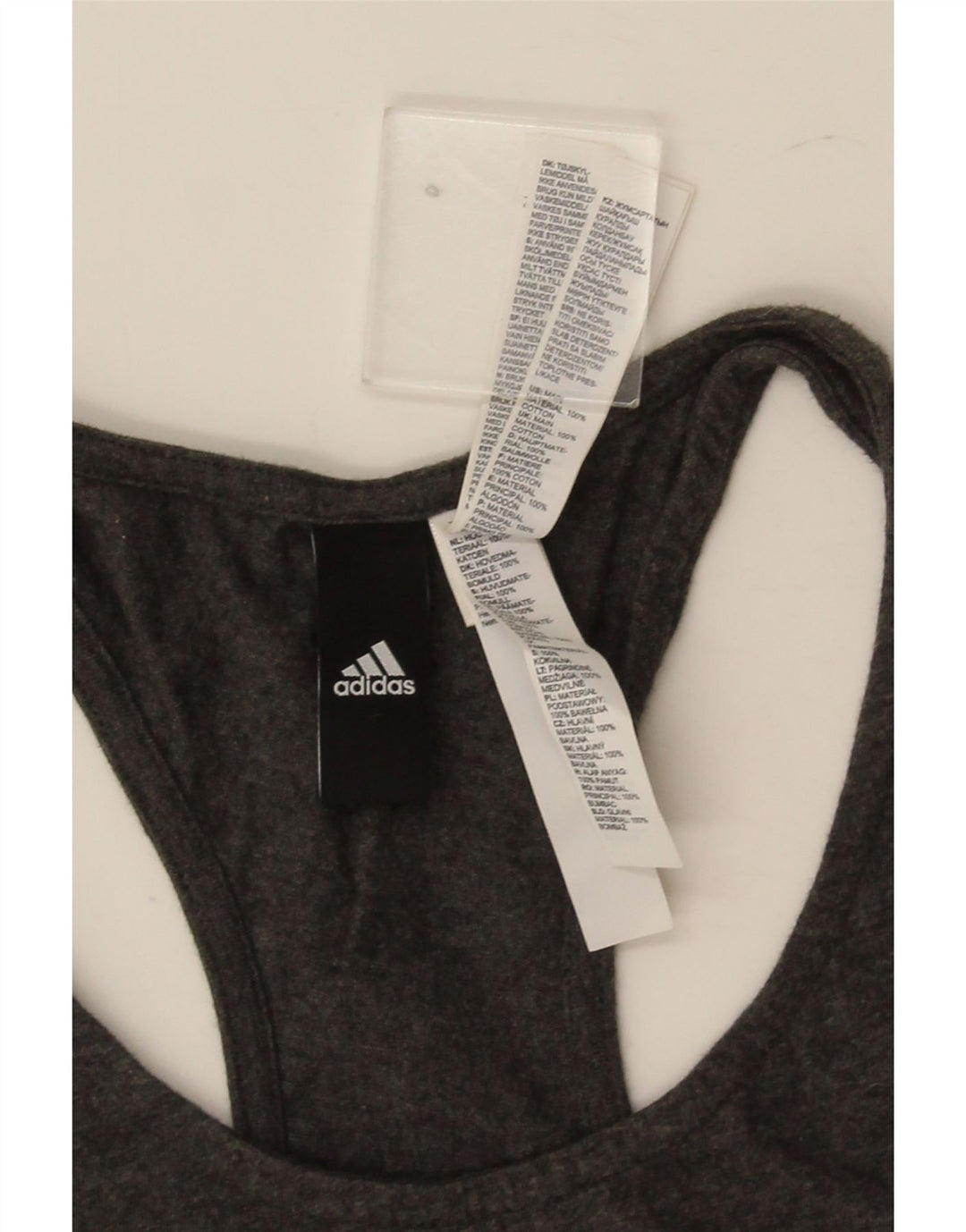Adidas Dame Grafisk Vest Top UK 12/14 Medium Grey Bomuld