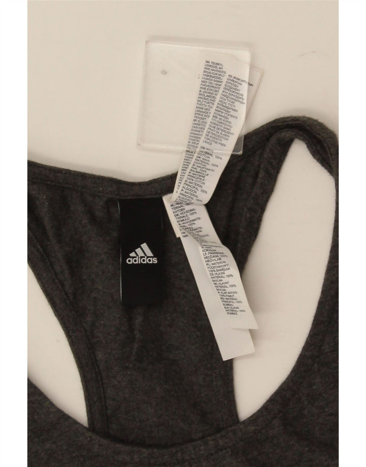 Adidas Dame Grafisk Vest Top UK 12/14 Medium Grey Bomuld
