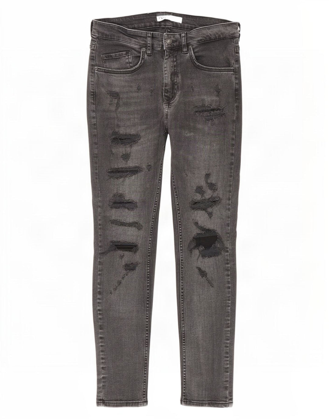 Zara Herre Distressed Skinny Jeans EU 40 Medium W31 L29 Grå Bomuld