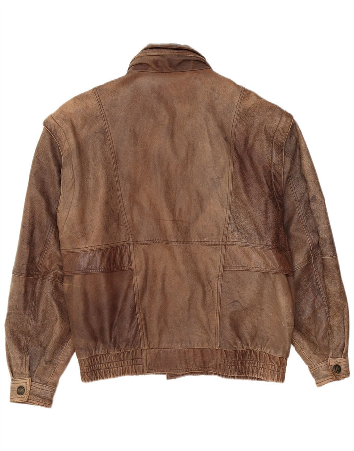 Vintage læderjakke til mænd IT 48 Medium brunt læder