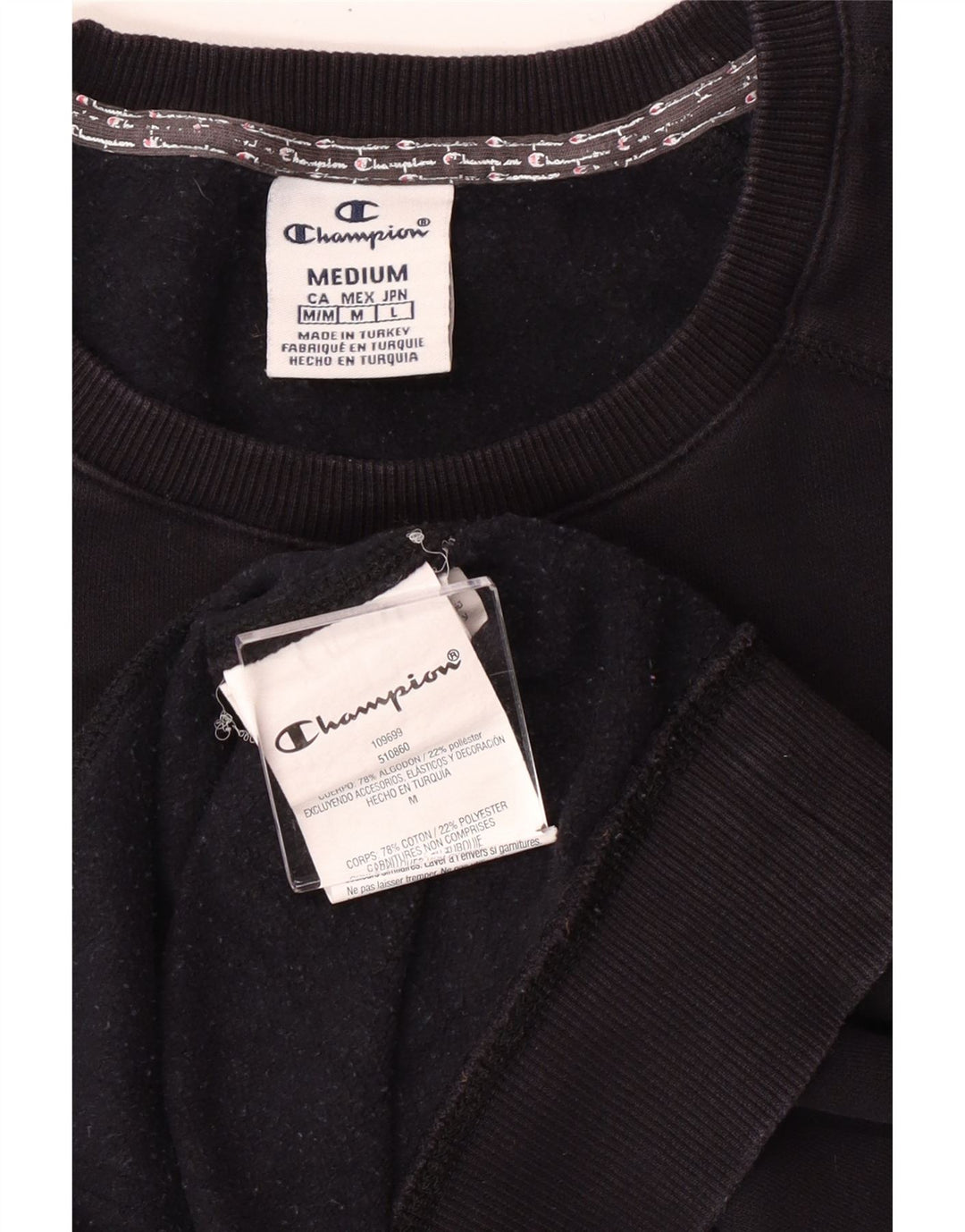 CHAMPION Dame Grafisk Sweatshirt Jumper UK 14 Medium Sort Bomuld