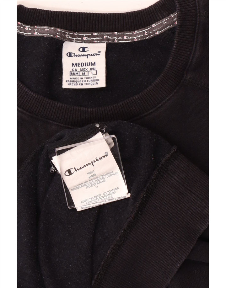 CHAMPION Dame Grafisk Sweatshirt Jumper UK 14 Medium Sort Bomuld