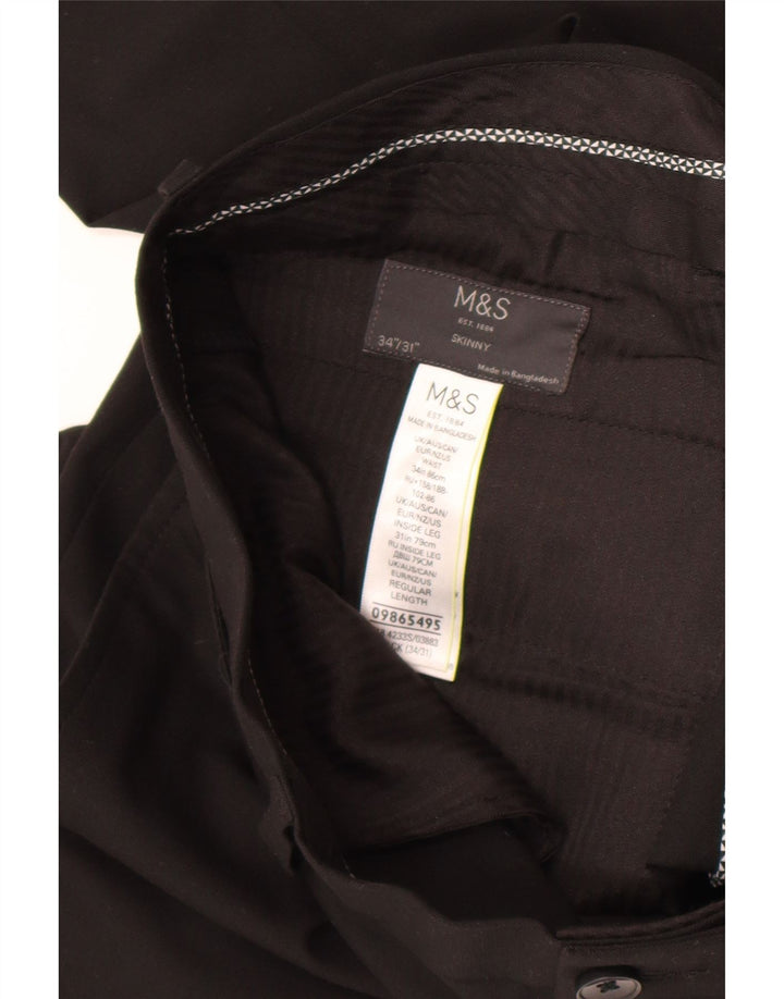 Marks & Spencer Herre Skinny Suit Bukser W34 L31 Sort Polyester