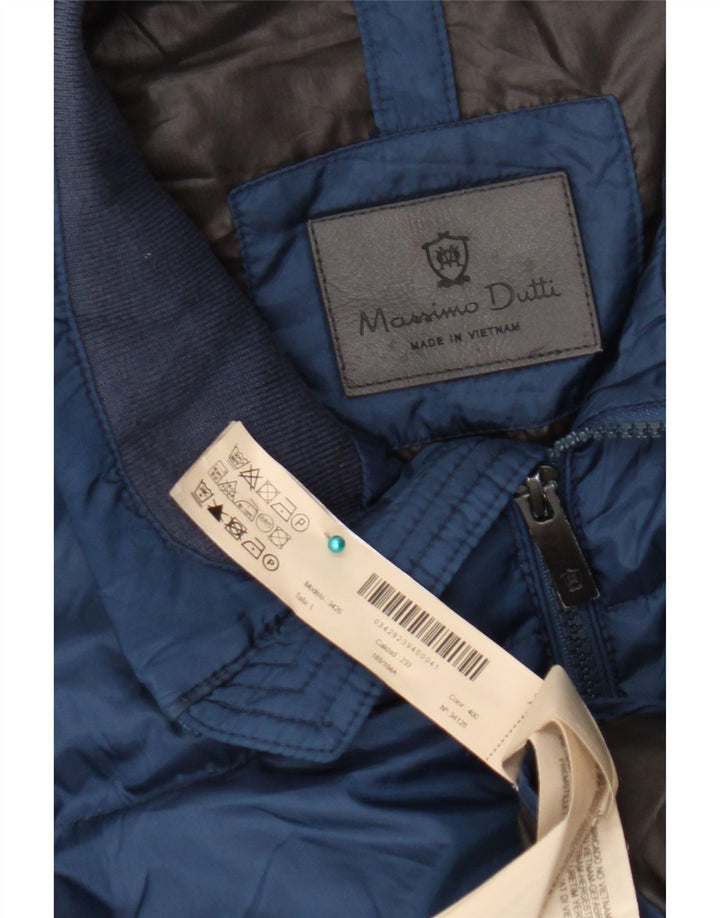 Massimo Dutti Herre polstret jakke UK 40 Large Navy Blue Polyester