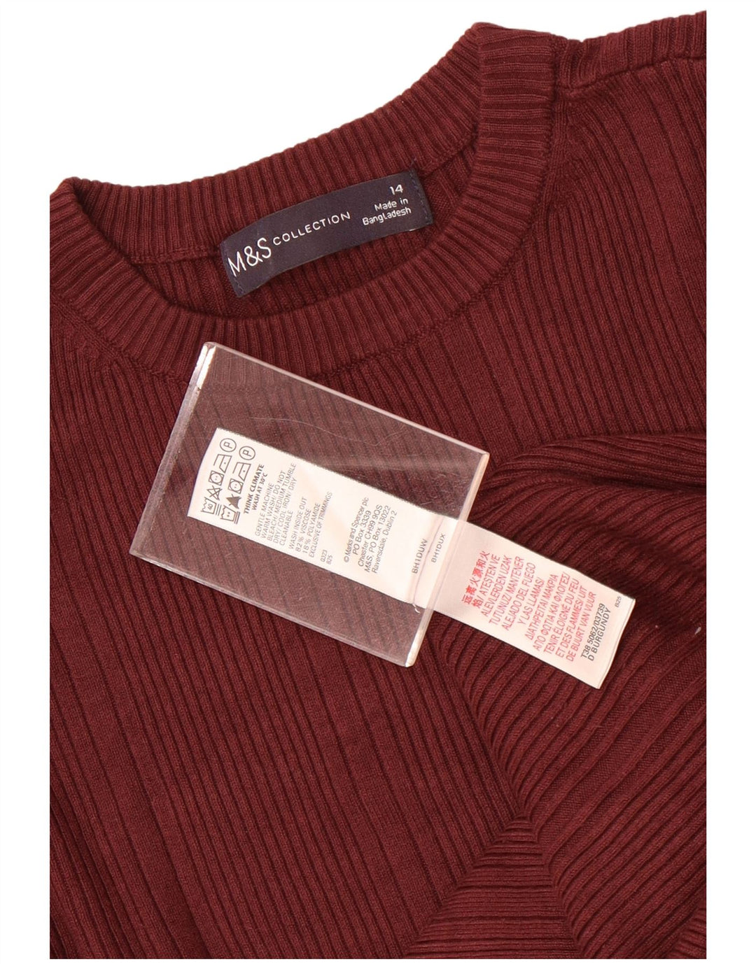 Marks & Spencer Dametrøjetrøje med rund hals DK 14 Medium Maroon Viscose
