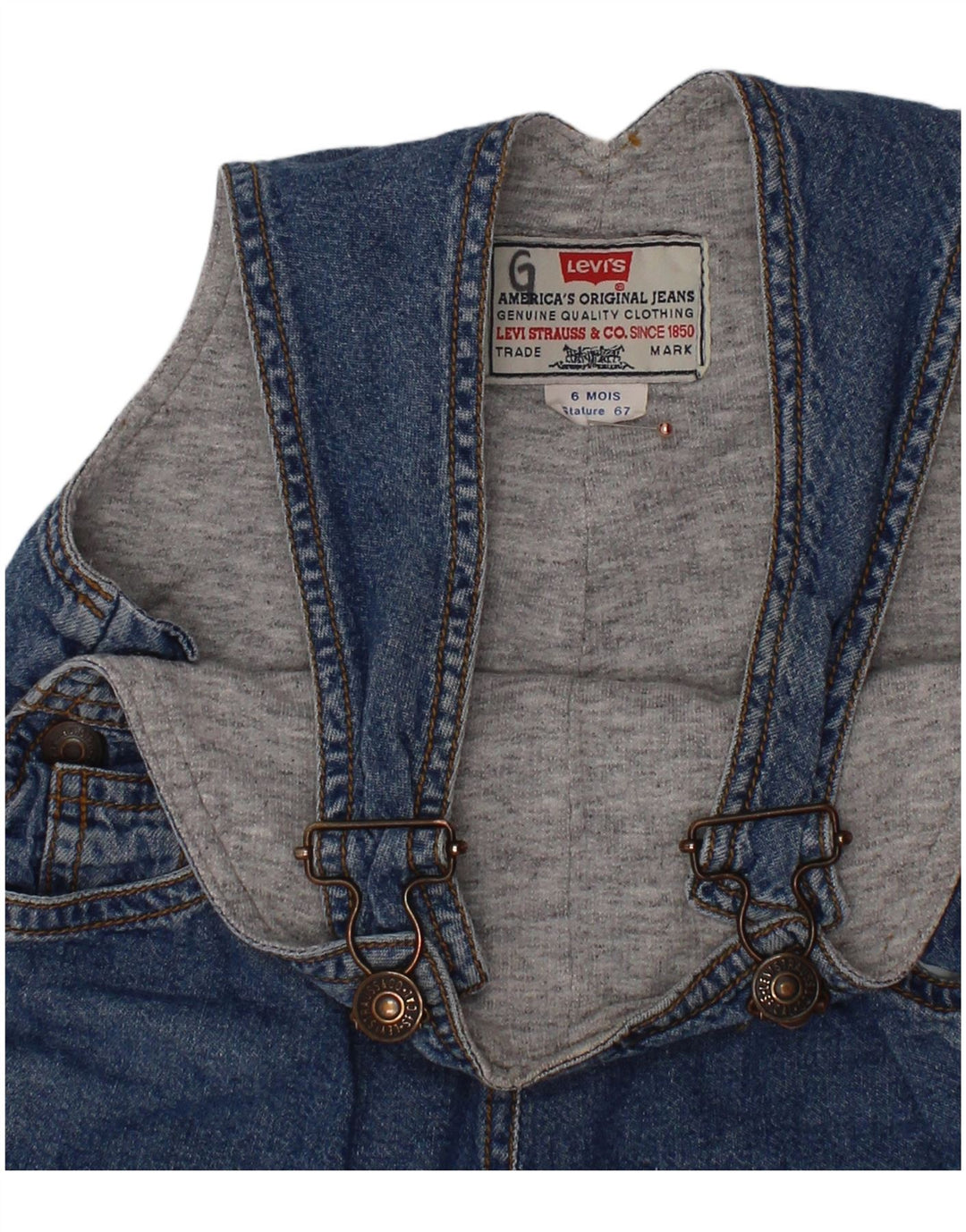 LEVI'S Baby Boys Dungaree Lige jeans 3-6 måneder W24 L8 Blå