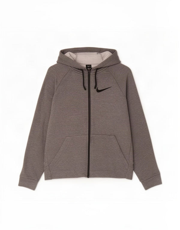 Nike piger Dri Fit hættetrøje med lynlås 12-13 år stor grå polyester