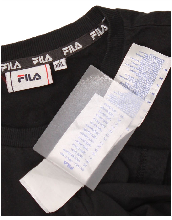 Fila Herre Grafisk T-Shirt Top 2XL Sort Bomuld