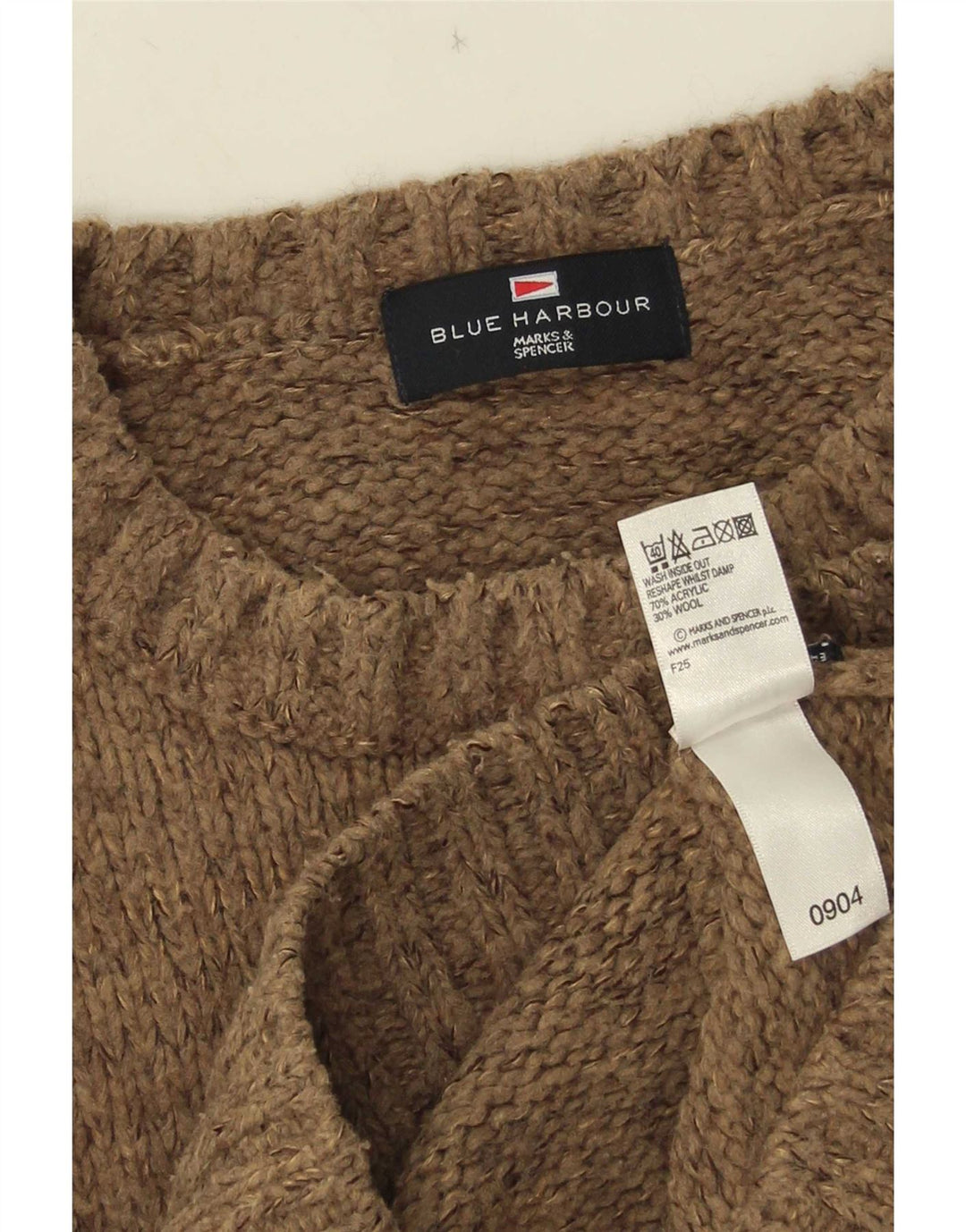 Marks & Spencer Herre Blue Harbor Crew Neck trøje Sweater Large Brown