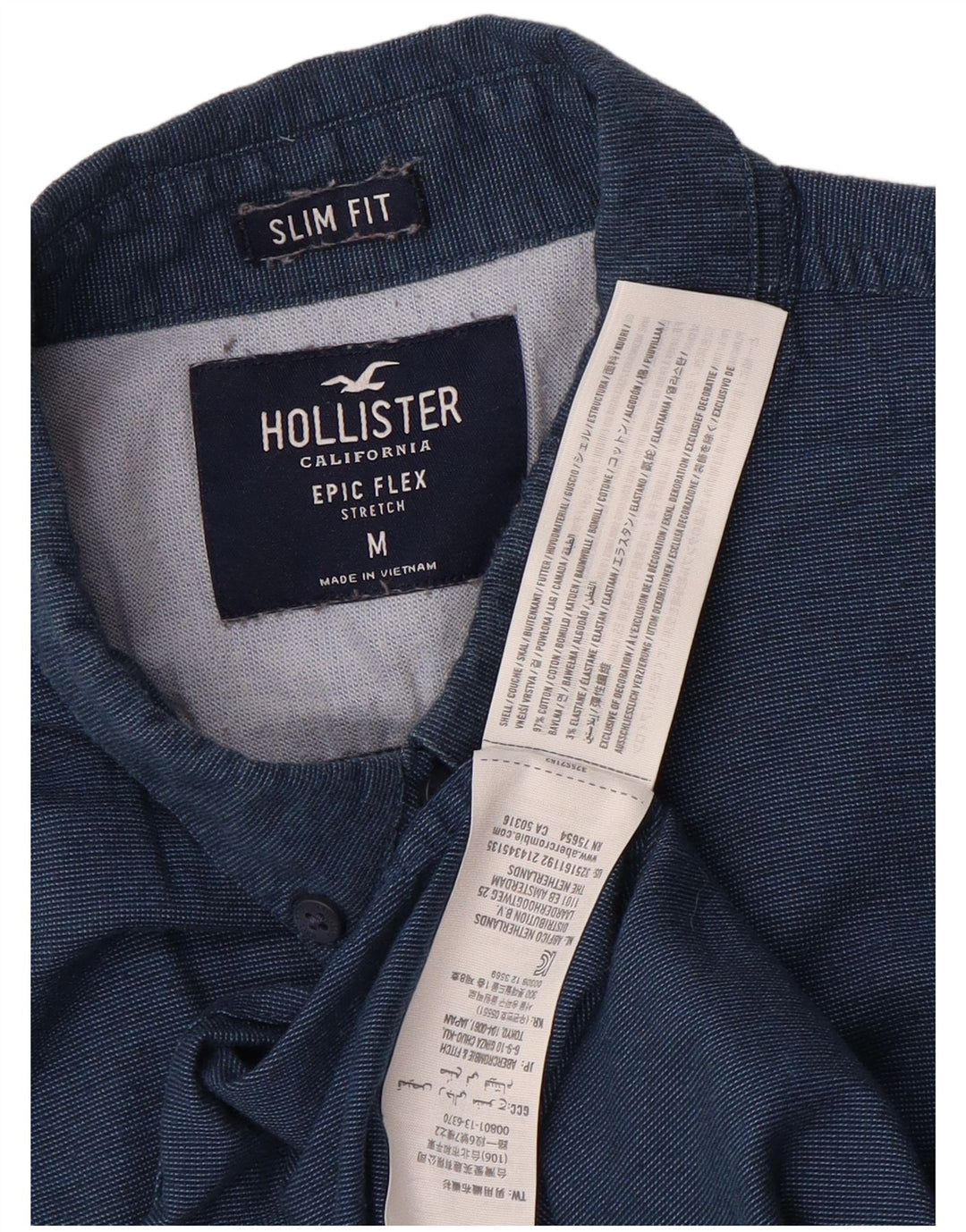 Hollister Herre Slim Fit skjorte Medium marineblå bomuld
