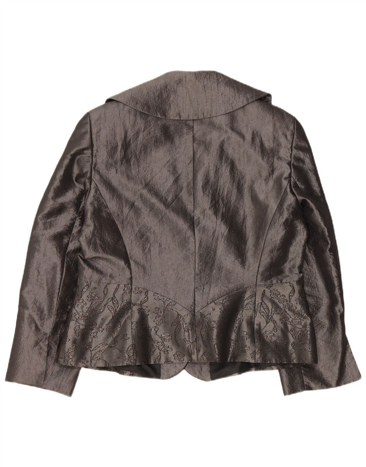JOHN BENTLEY Dame Cardigan Top UK 14 Large Grey Floral Polyester