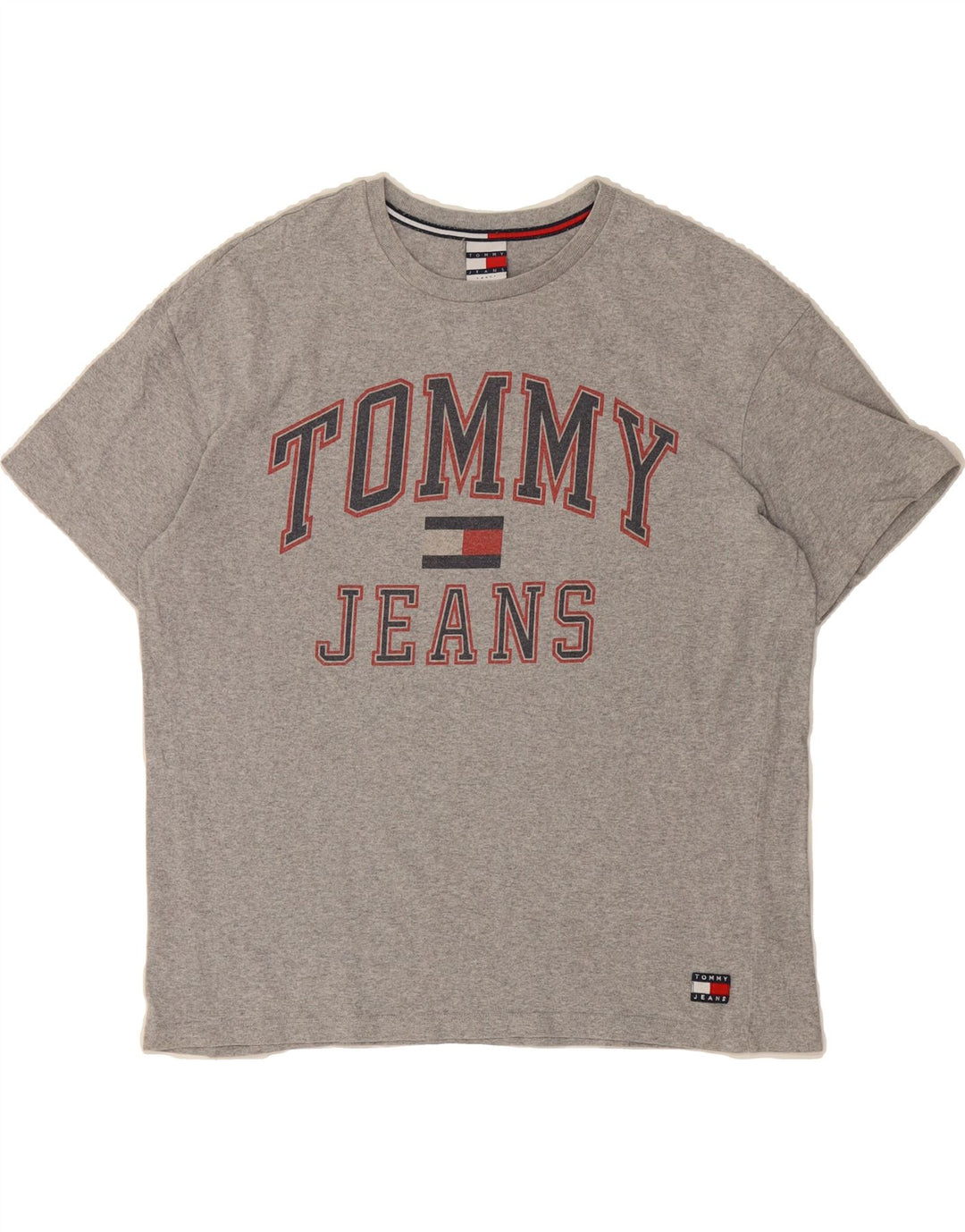 TOMMY HILFIGER Mens Graphic T-Shirt Top Large Grey Cotton Vintage Tommy Hilfiger and Second-Hand Tommy Hilfiger from Messina Hembry 