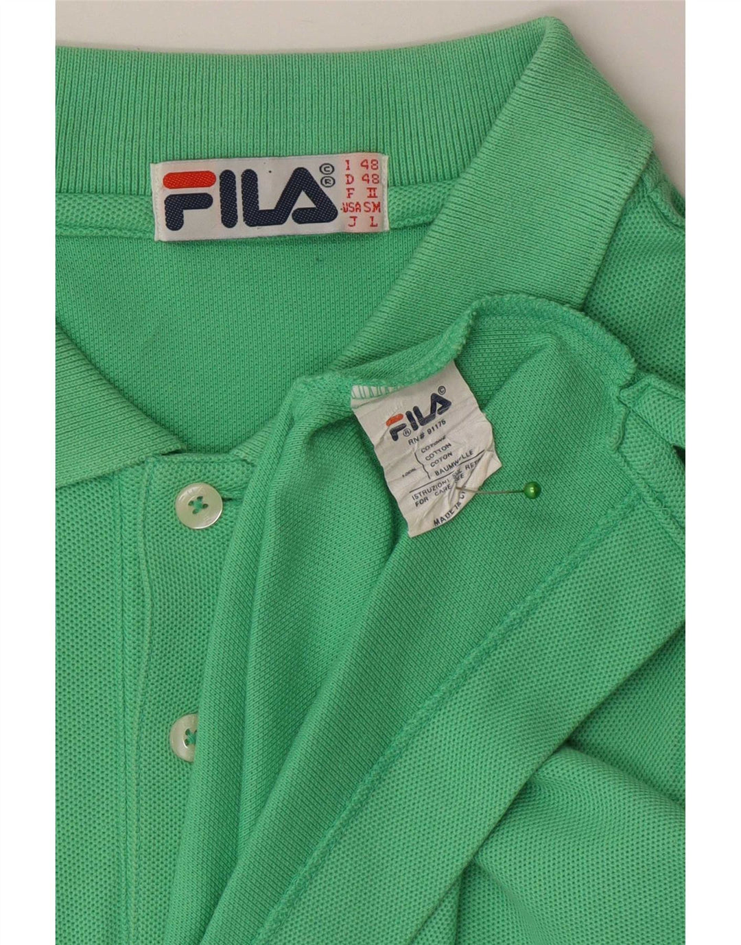 Fila Herre Polo Shirt IT 48 Medium Grøn Bomuld