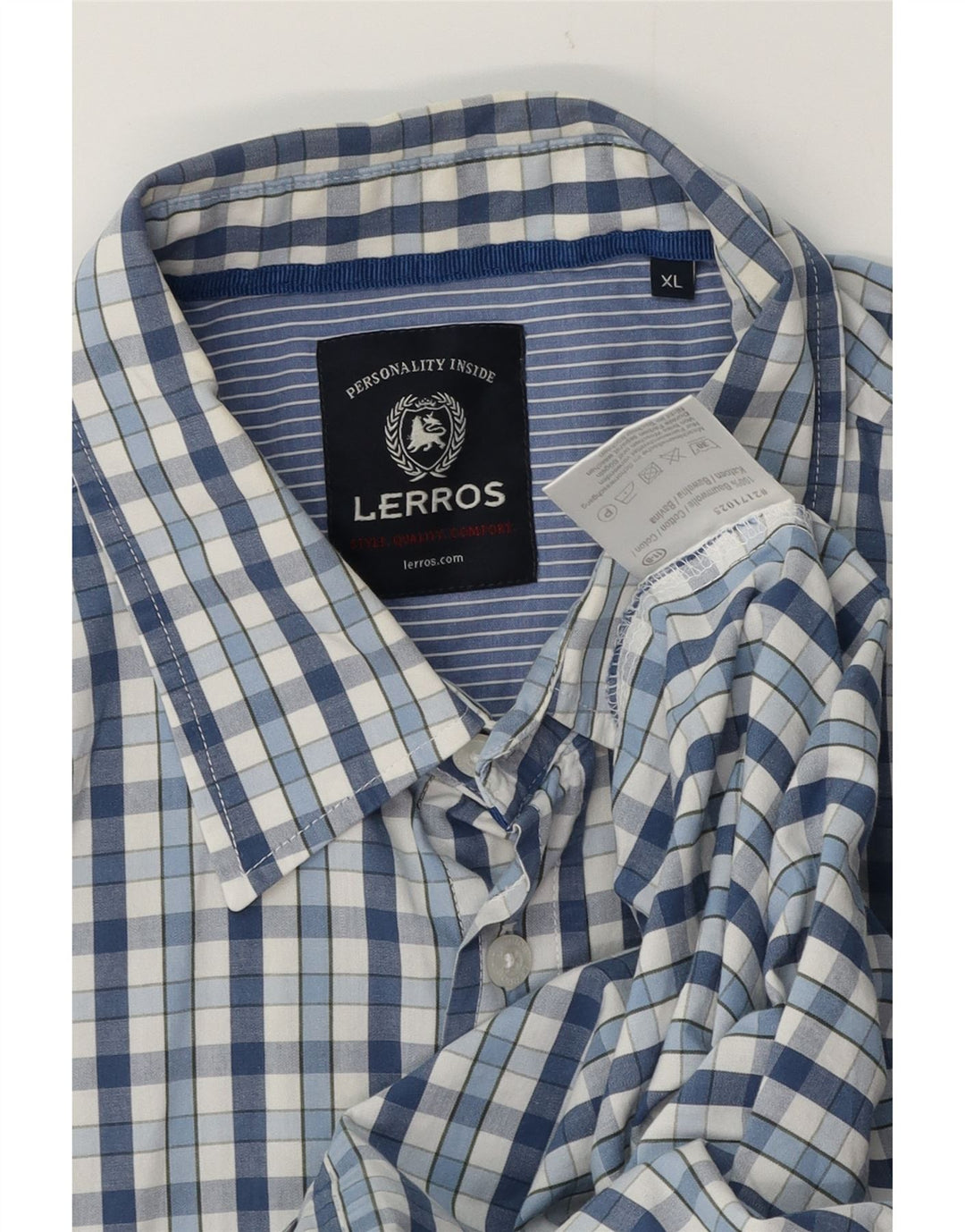 LERROS Mens Shirt XL Blue Check Cotton