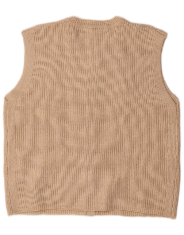 Marks & Spencer Womens Sleeveless Cardigan Sweater UK 14 Medium Beige
