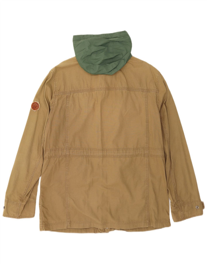 Timberland Herre Hooded Utility Jacket UK 40 Large Beige Cotton