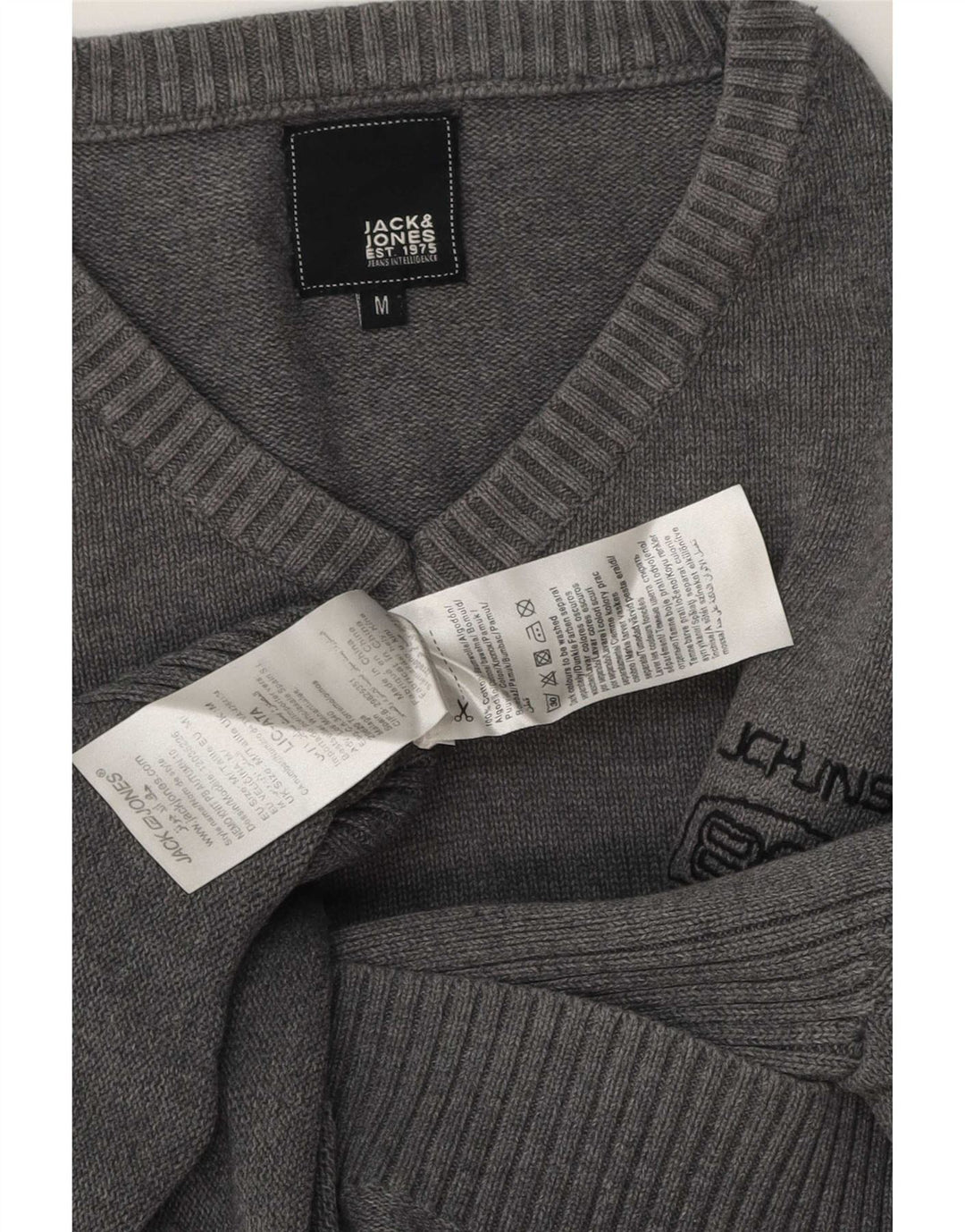 Jack & Jones Herre V-hals sweater mellemgrå bomuld