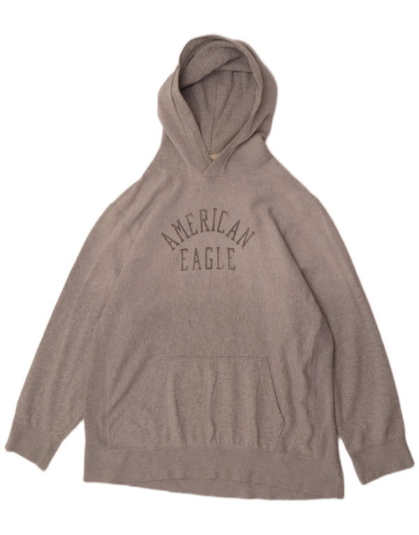 American Eagle Herre Grafisk Hoodie Jumper 2XL Grå Bomuld