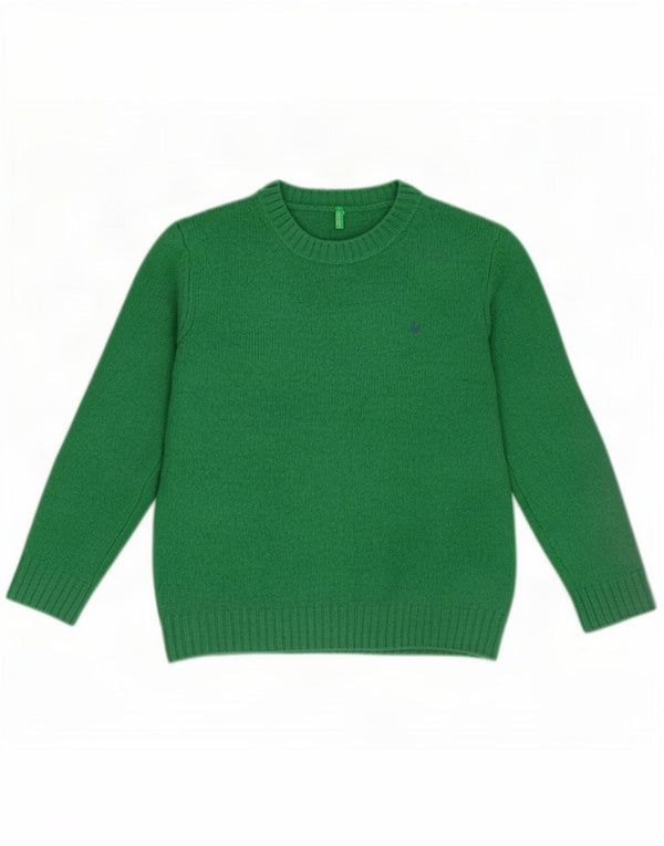 Benetton Dame Jumper Sweater UK 12 Medium Green Virgin Wool