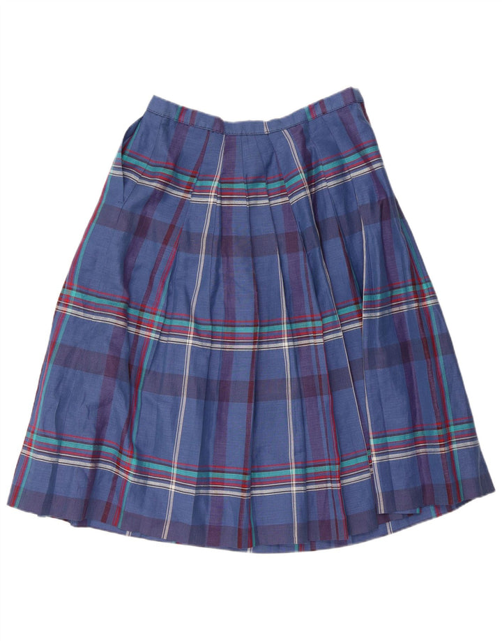 Vintage plisseret nederdel til kvinder W30 Medium Blue Check