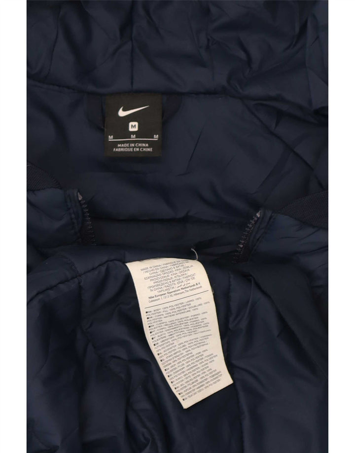 Nike vindjakke med hætte til mænd UK 38 Medium marineblå polyester