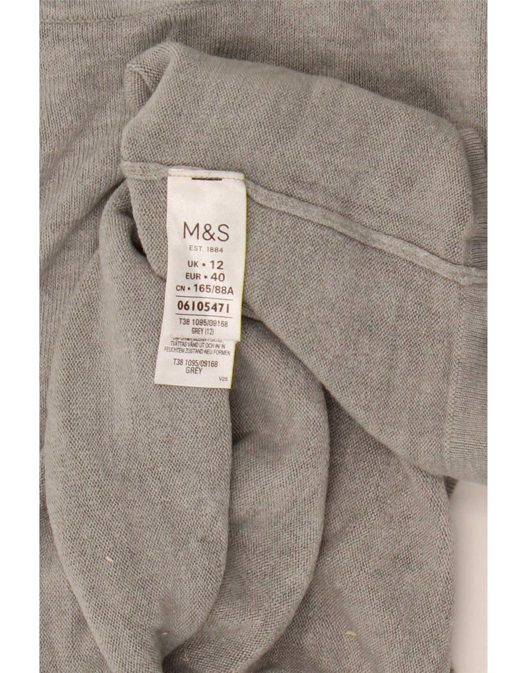 Marks & Spencer Dame Boat Neck Jumper Sweater UK 12 Medium Grå Akryl