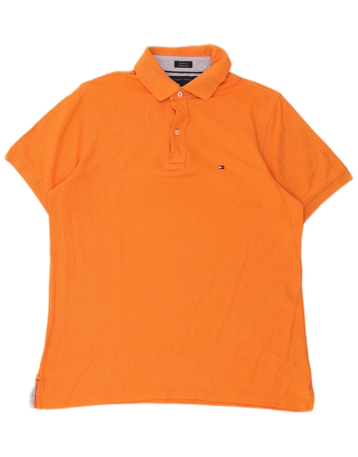 TOMMY HILFIGER Mens Coupe Ajustee Custom Fit Polo Shirt Medium Orange