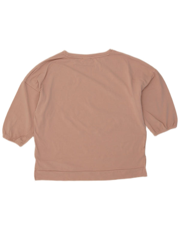 Ellesse Womens 3/4 Sleeve Oversized Sweatshirt Jumper UK 10 Small Pink