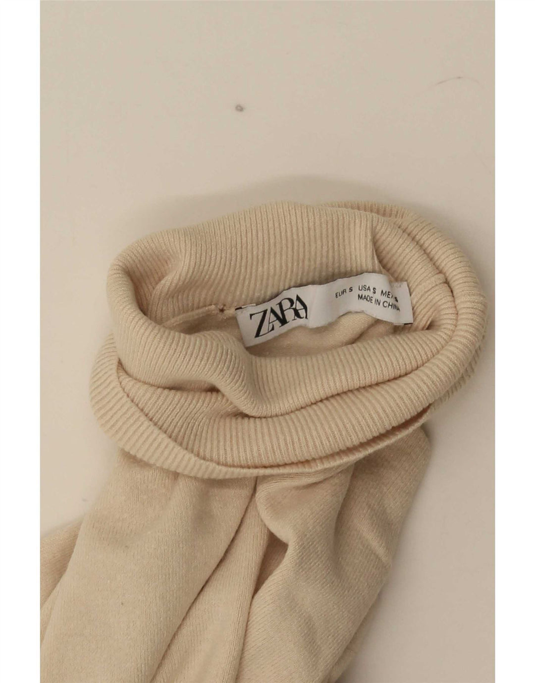 Zara Dame Rullehals Sweater UK 10 Small Beige