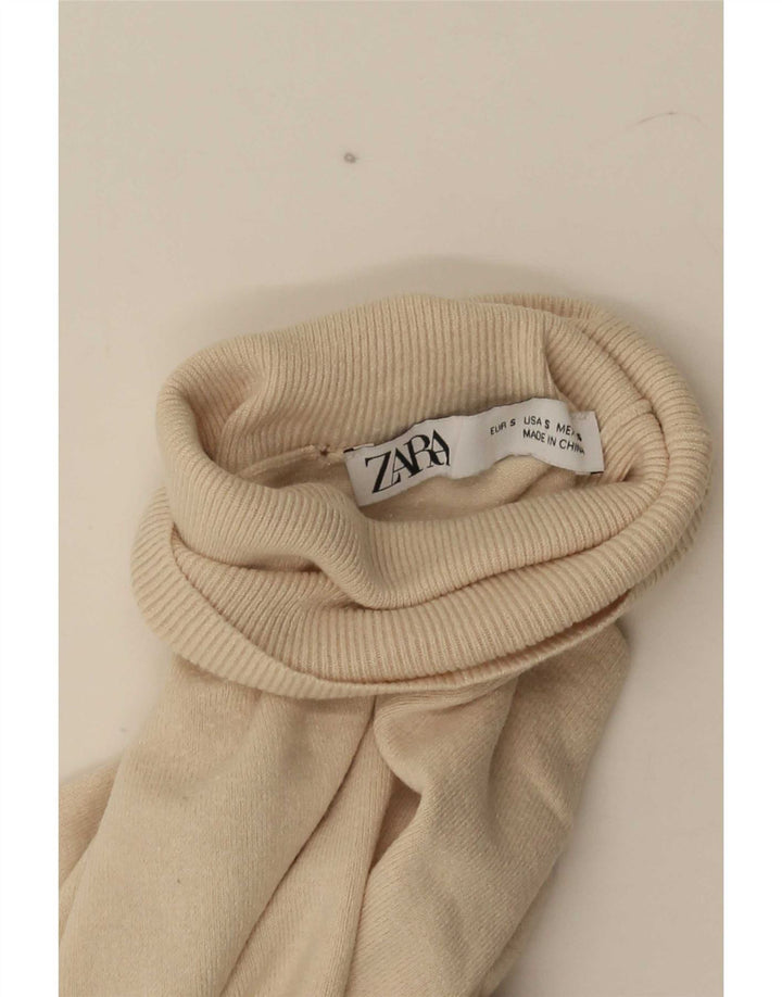 Zara Dame Rullehals Sweater UK 10 Small Beige