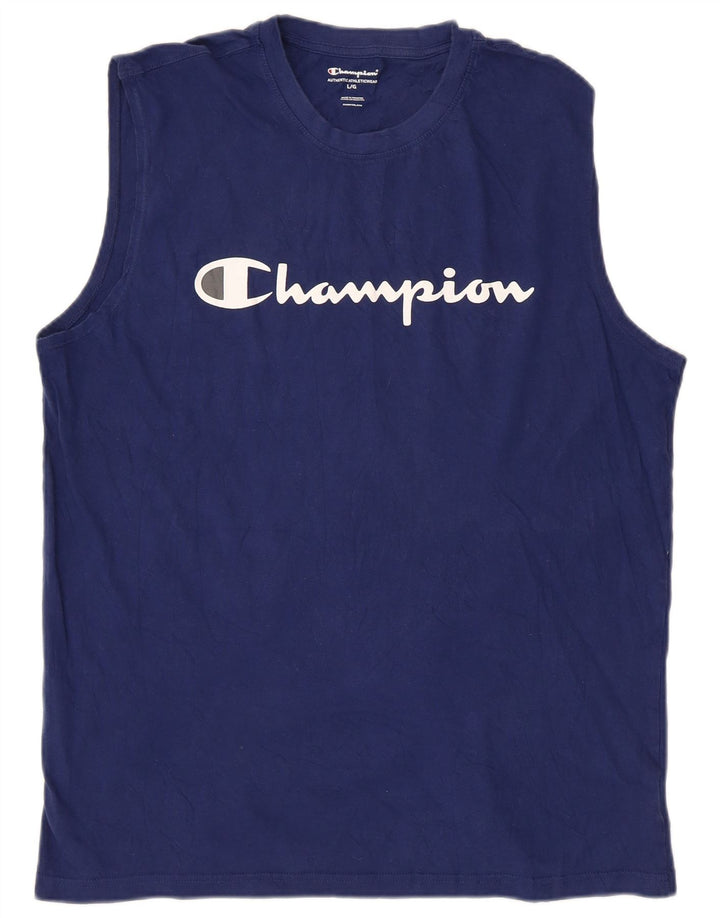 Champion Herre grafisk T-shirt Top Stor marineblå bomuld