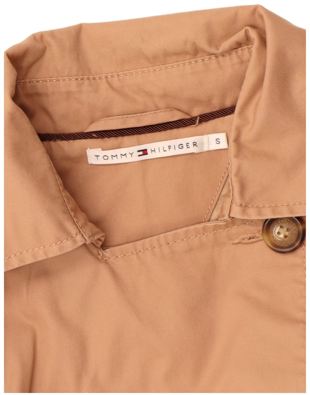Tommy Hilfiger Trench Coat til kvinder UK 10 Lille Beige Bomuld