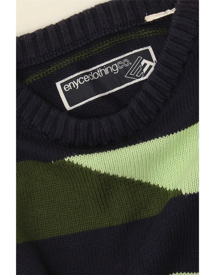 Vintage herre rund hals sweater stor marineblå stribet