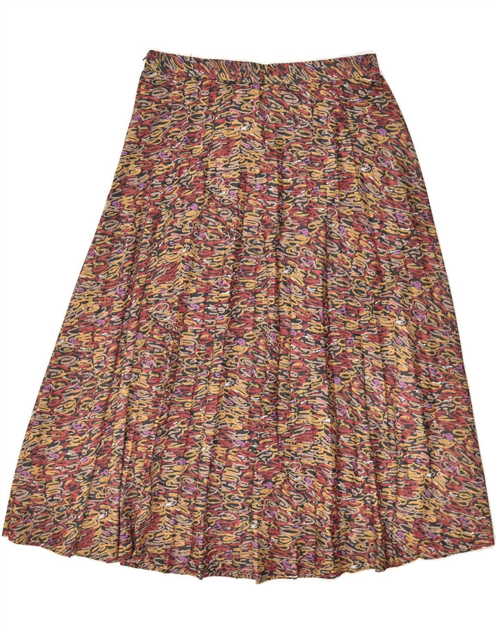 VINTAGE Womens Abstract Pattern Pleated Skirt W28 Medium  Brown Geometric | Vintage Vintage | Thrift | Second-Hand Vintage | Used Clothing | Messina Hembry 