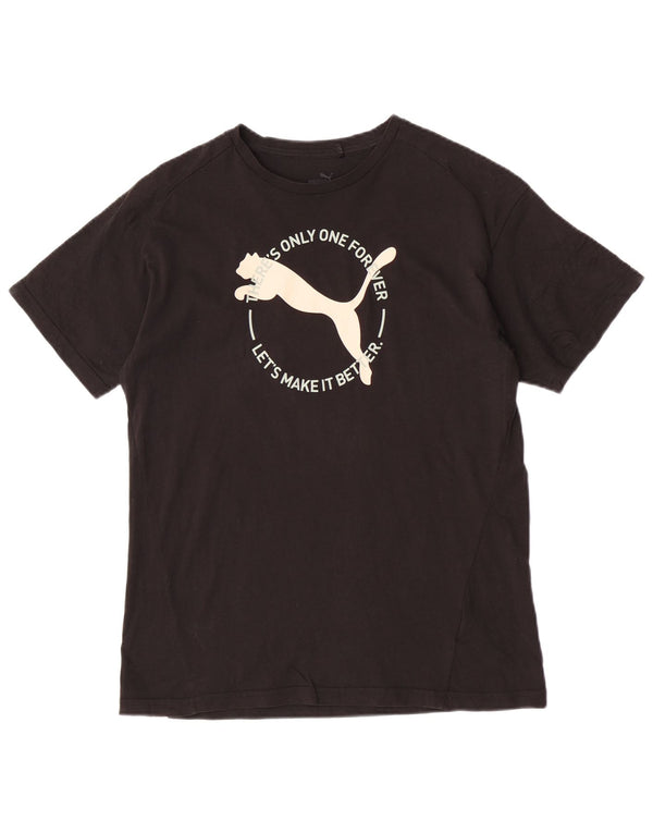 Puma drenge grafisk t-shirt top 13-14 år sort bomuld