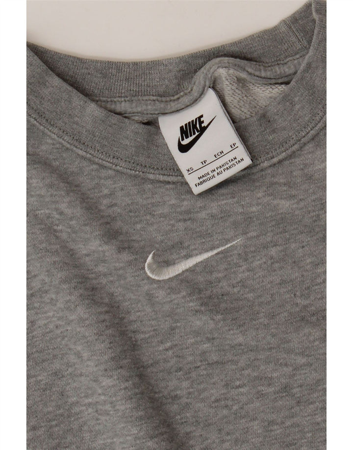 NIKE Womens Oversized Crop Sweatshirt Jumper UK 6 XS Grey Cotton Vintage Nike and Second-Hand Nike from Messina Hembry 