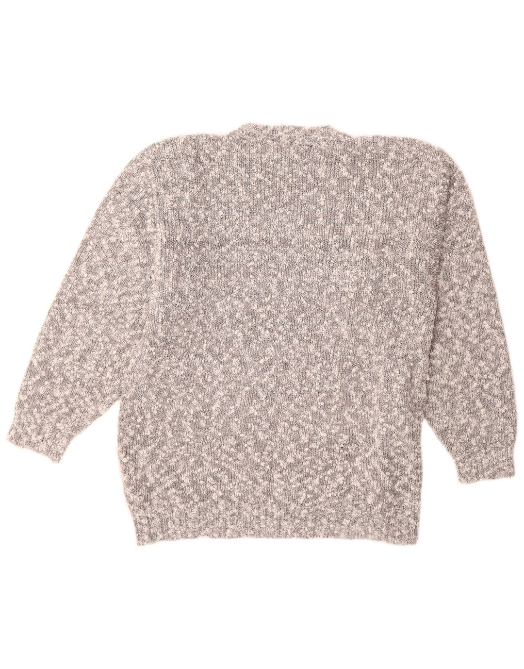 VINTAGE Dame sweater med rund hals, UK 14 Medium Grey Colourblock
