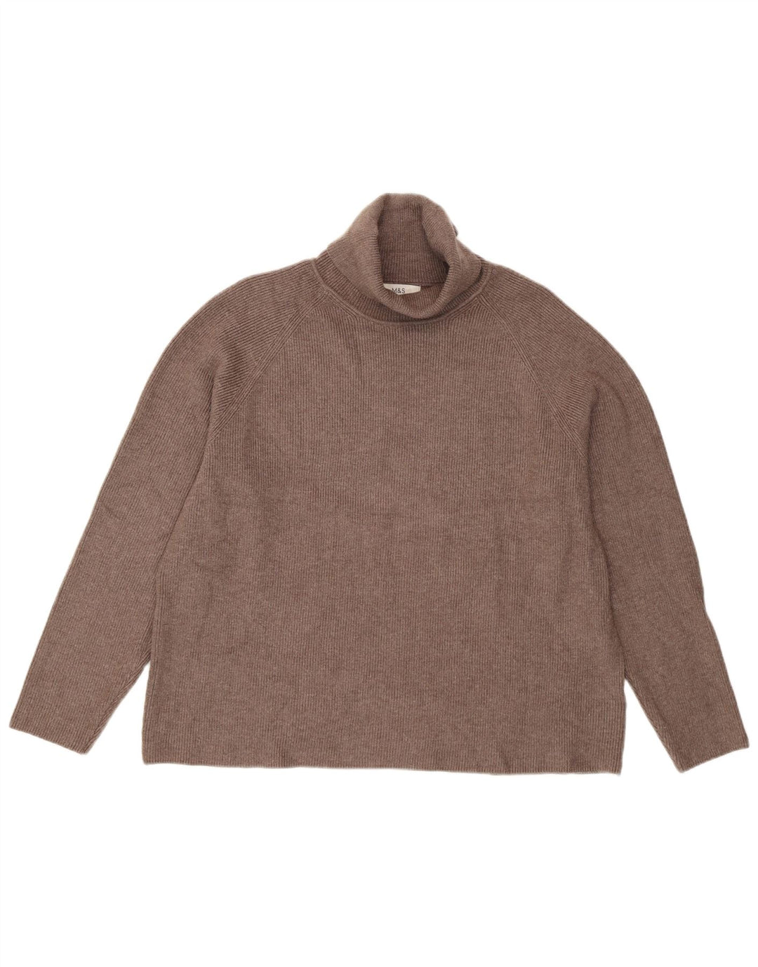 MARKS & SPENCER Womens Roll Neck Jumper Sweater UK 18 XL Brown Viscose