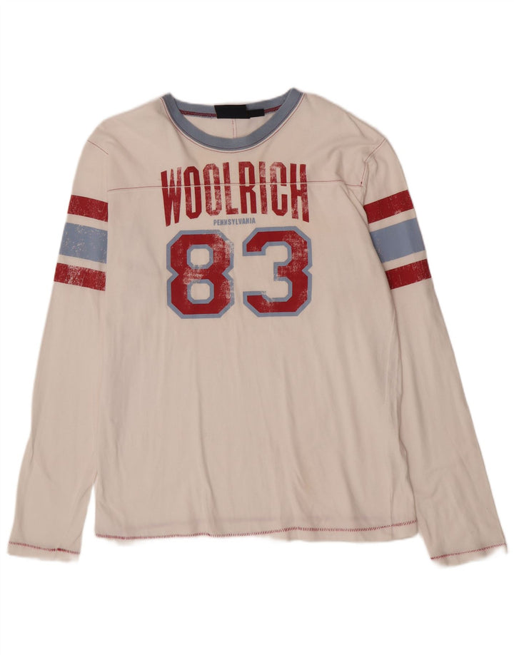 Woolrich Herre grafisk top langærmet stor hvid bomuld