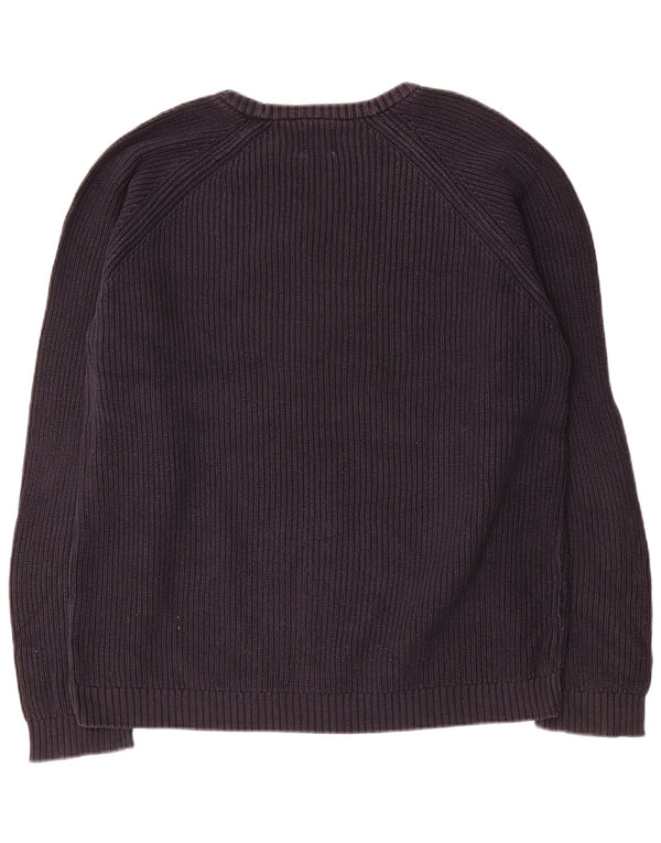 Zara Sweater med rund hals til mænd XL Navyblå bomuld