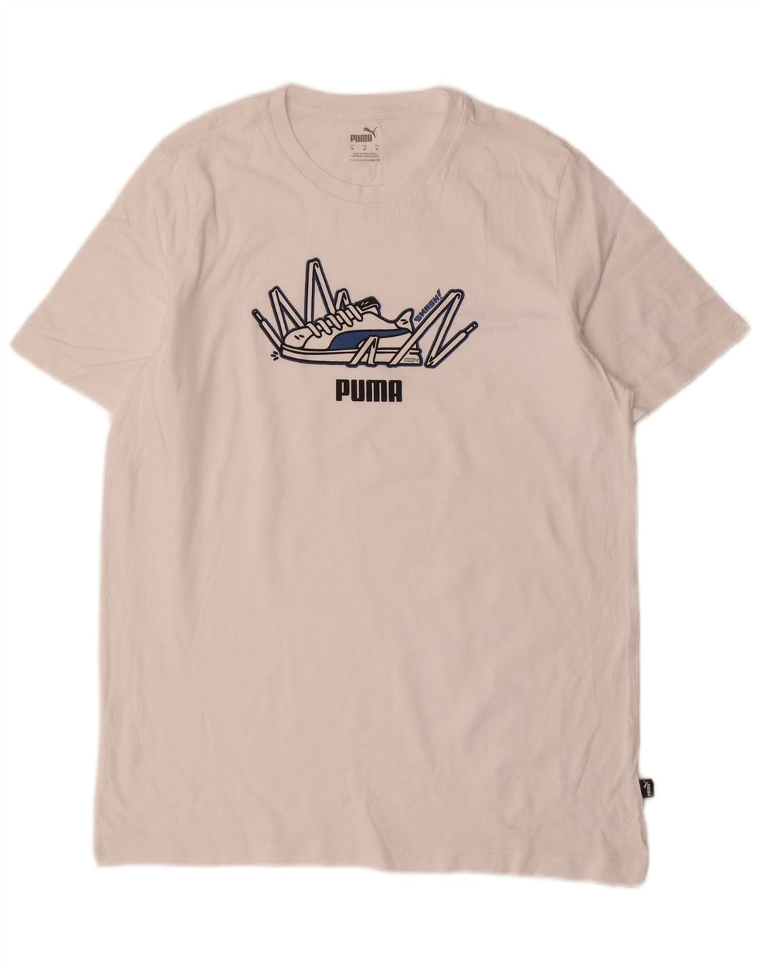 Puma Herre Grafisk T-Shirt Top Medium Hvid