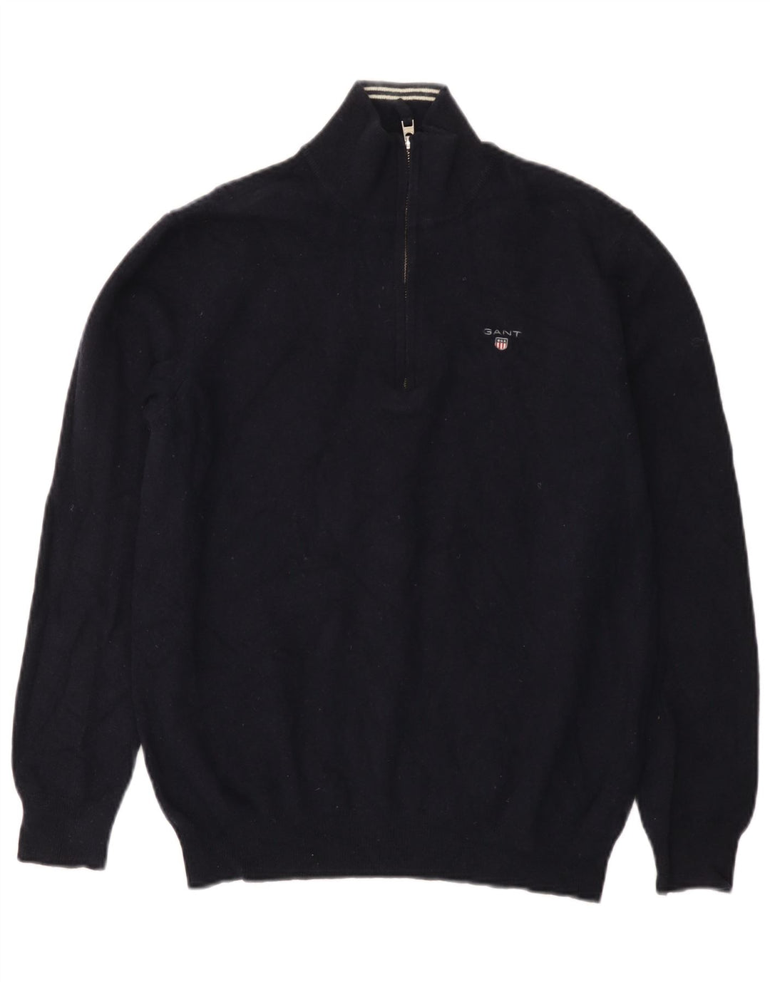 Gant Herre Zip Neck Jumper Sweater XL Navy Blue Lammeuld